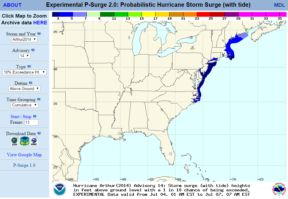 Probabilistic Tropical Cyclone Storm Surge (P-Surge) - probabilistic