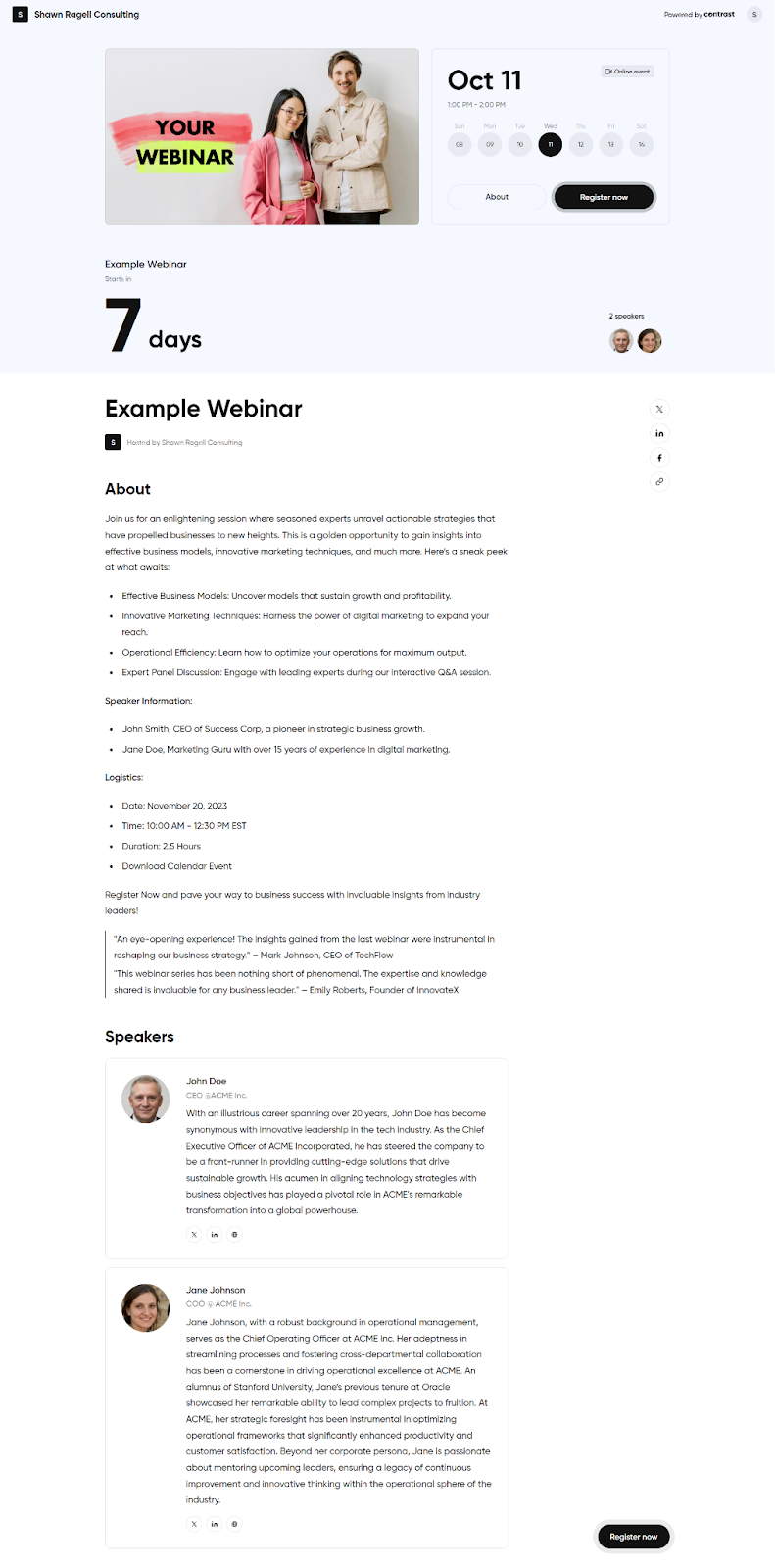 Screenshot from a registration page on Contrast